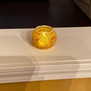 Mosaic Glass Snow Flake  with electric candlestick